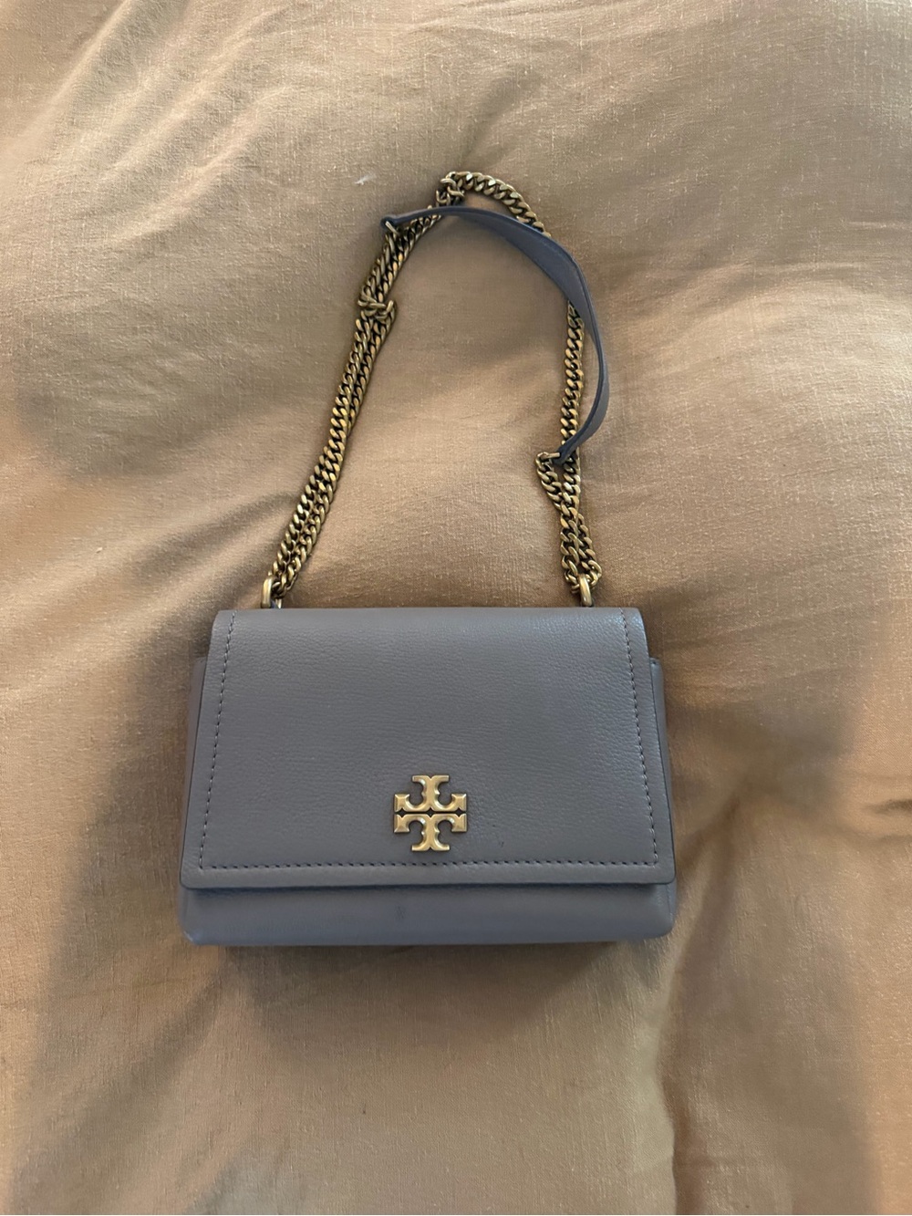 Tory Burch Small Convertible Crossbody Bag in tan/brown with Gold Hardware
